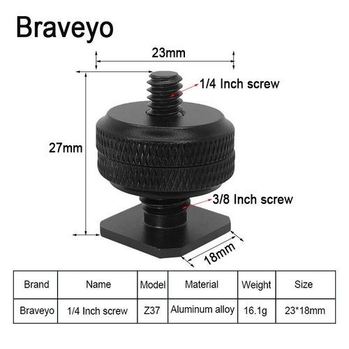 Vis  chaussure chaude ou froide pour appareil photo Dslr,1/4 3/8 pouces,vis de Base simple et Double couche,tte de trpied,accessoires de photographie,installation - Type Z37 1PC