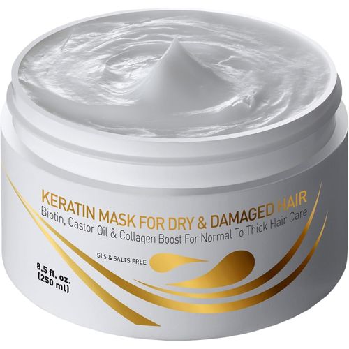 Vitamins Kratine Masque Cheveux Secs Et Abms - Soin Cheveux  Biotine, Collagne, Castor Oil Et Huile De Coco - Aprs Shampoing Anti Frisottis Pour Cheveux pais[H153]