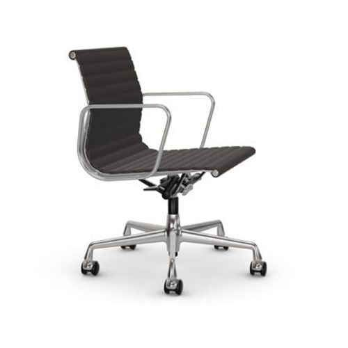 Vitra - Chaise En Aluminium Ea 117, Structure Polie, Roulettes Souples Pour Sols Durs - Chrome Brillant - Hopsak - Gris Fonc - Roulettes Pour Sols Durs - Gris