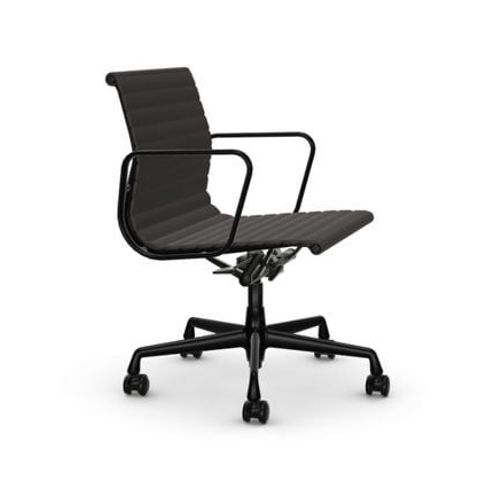Vitra - Chaise En Aluminium Ea 117, Structure Polie, Roulettes Souples Pour Sols Durs - Noir Profond - Hopsak - Gris Fonc - Roulettes Pour Sols Durs - Gris