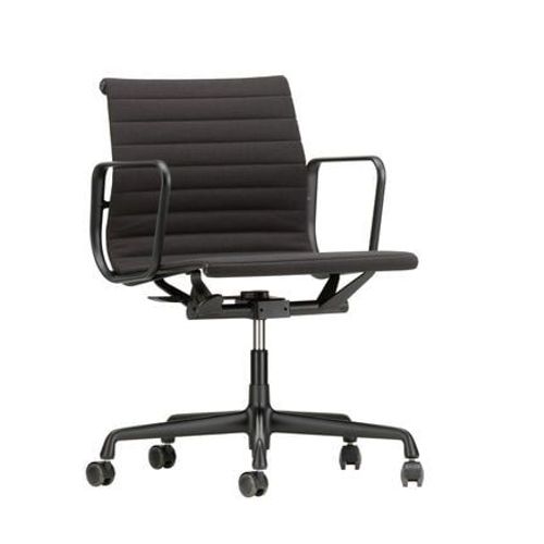 Vitra - Chaise En Aluminium Ea 117, Structure Polie, Roulettes Souples Pour Sols Durs - Noir Profond - Hopsak - Noir - Roulettes Pour Sols Durs - Noir