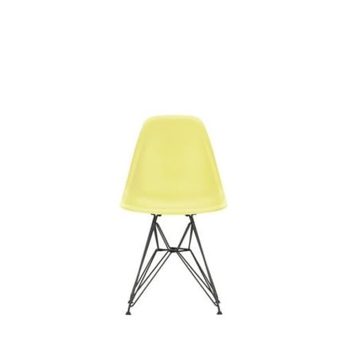 Vitra - Dsr Eames Plastic Side Chair - Citron Re - Noir Basique Enduit De Poudre - Patins En Feutre Pour Sols Durs Noirs - Jaune
