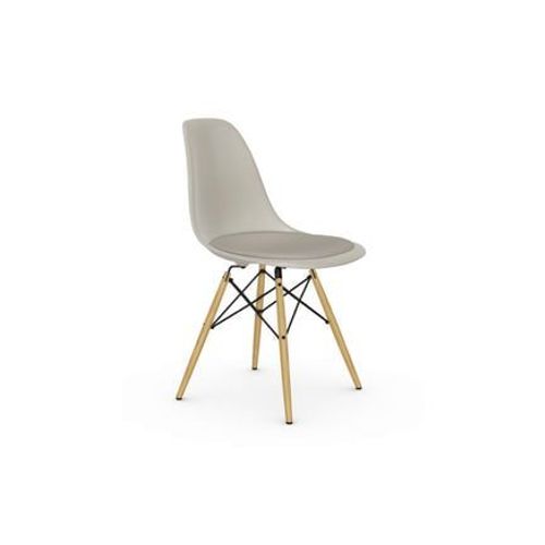 Vitra - Dsw Avec Assise Rembourre - Galet Re - rable Jaune - Hopsak - Gris Chaud/Ivoire - Gris