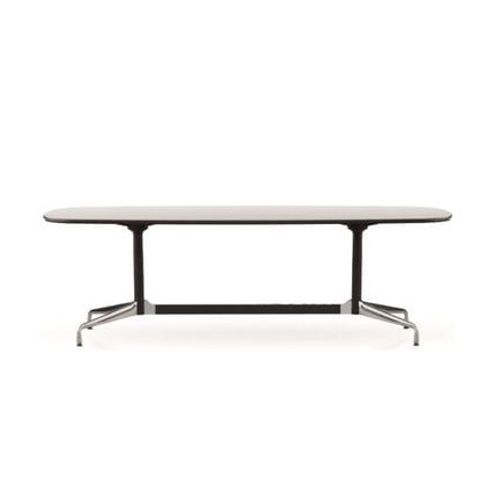 Vitra - Eames Segmented Table Dining Bootsform - Hpl Blanc, Bord En Plastique Noir (Utilisable   L'extRieur) - Stabilisateur Chrom, Colonne Revtu Par Poudrage Noir Basic - 220 Cm  - Noir