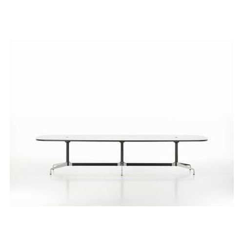 Vitra - Eames Segmented Table Meeting Bootsform - Hpl Blanc, Bord En Plastique Noir (Utilisable   L'extRieur) - Chrome Brillant - 360 X 130cm  - Blanc