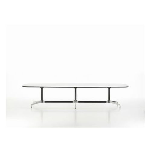 Vitra - Eames Segmented Table Meeting Bootsform - Hpl Blanc, Bord En Plastique Noir (Utilisable   L'extRieur) - Stabilisateur Chrom, Colonne Revtu Par Poudrage Noir Basic - 360 X 130cm  - Blanc