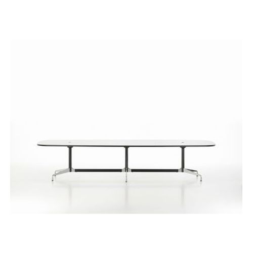 Vitra - Eames Segmented Table Meeting Bootsform - Placage Noyer AmRicain - Stabilisateur Chrom, Colonne Revtu Par Poudrage Noir Basic - 360 X 130cm  - Marron