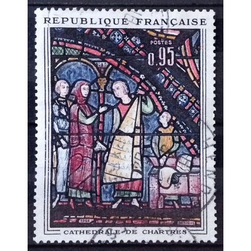 Vitrail Cathdrale De Chartres - 0,95 (Trs Joli N 1399) Obl - France Anne 1963 - N26623