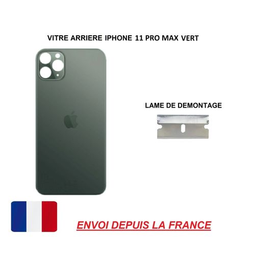 Vitre Arrire Compatible Iphone 11 Pro Max 6.5 Vert Qualit Origine En Verre, Coque Cache Batterie Double Face Adhsif, Lame