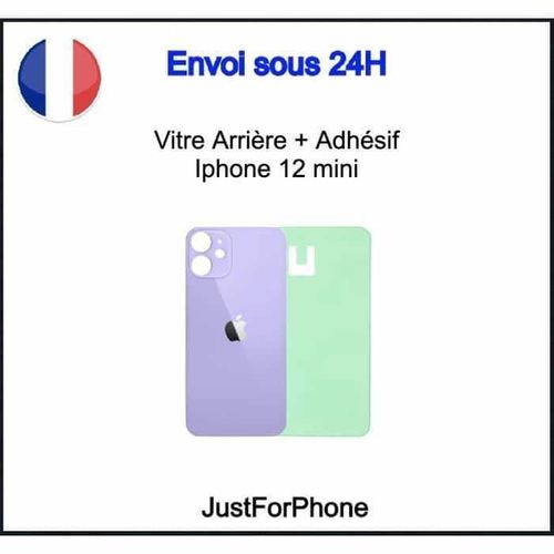 Vitre Arrire Iphone 12 Mini Violet Big Hole Logo Adhsif