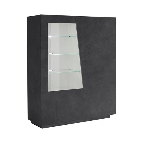 Vitrine Effet Bois Gris Avec Led
