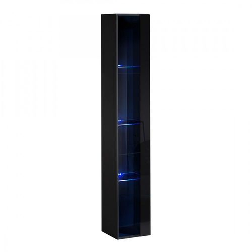 Vitrine Suspendue Noire Avec 1 Porte Vitre Et clairage Led Inclus. Collection Switch.