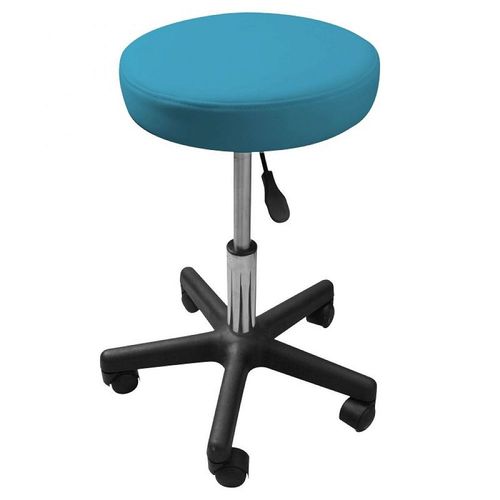 Vivezen - Tabouret Rond  Roulettes Rglable En Hauteur De 43.5  60.5 Cm Et Pivotable  360 - Bleu Turquoise
