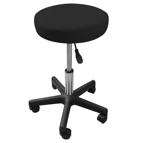 Vivezen - Tabouret Rond  Roulettes Rglable En Hauteur De 43.5  60.5 Cm Et Pivotable  360 - Noir
