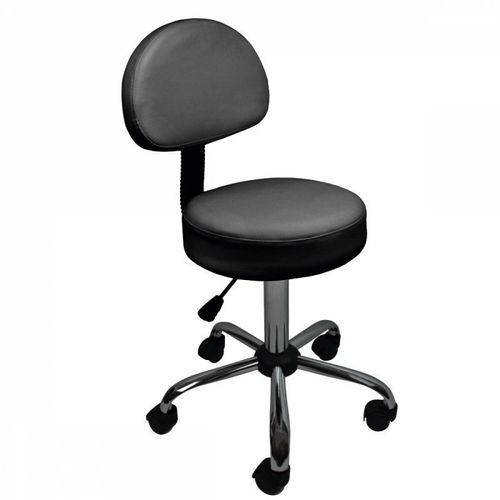 Vivezen - Tabouret Rond  Roulettes Avec Dossier Rglable En Hauteur De 50  64 Cm Et Pivotable  360 - Noir
