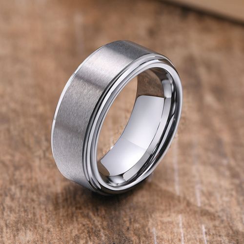 Vnox-Alliances En Tungstne Pour Hommes, Bande De Doigt De Surface Anti-Rayures 256, Bague De Marie Basique Simple, Noir Et Bleu, 8mm