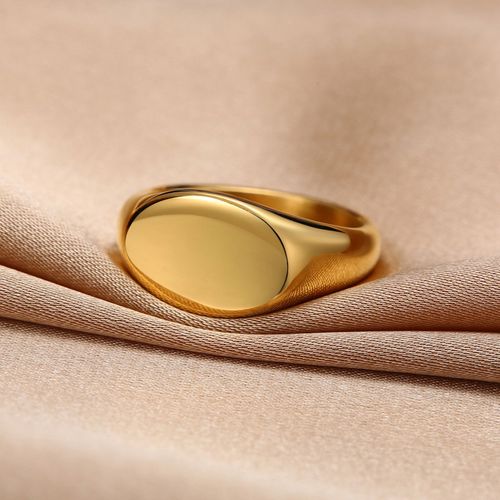Vnox-Bague Chevalire Grave Pour Femme, Timbre En Acier Inoxydable Massif, Mtal Minimaliste, Cadeau De Bijoux De Nom, Document Dor Initial De 9mm