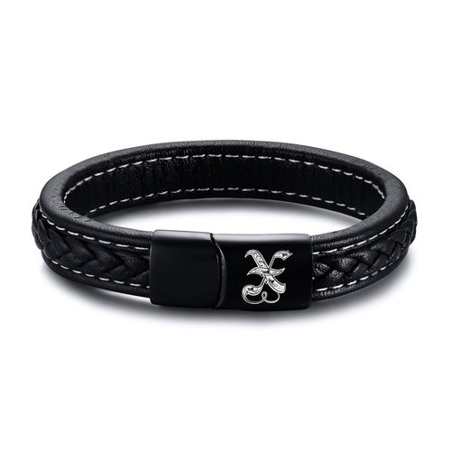 Vnox Initial 26 Lettre A-Z Bracelets Pour Hommes, Dcontract Fait  La Main Noir Tress En Cuir Bracelet Chia Navire Bff Cadeaux  Lui