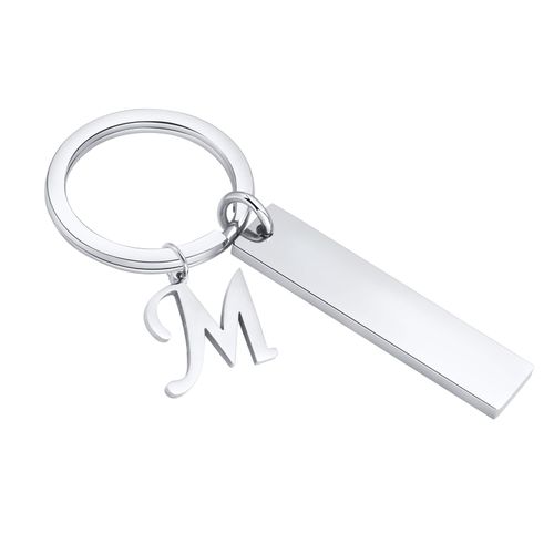 Vnox Initial Keychain, Free Customiser Acier Inoxydable Bar Key Jo, A-Z Lettres Charme Pendentif Keyring, Meaningcomparator Cadeau