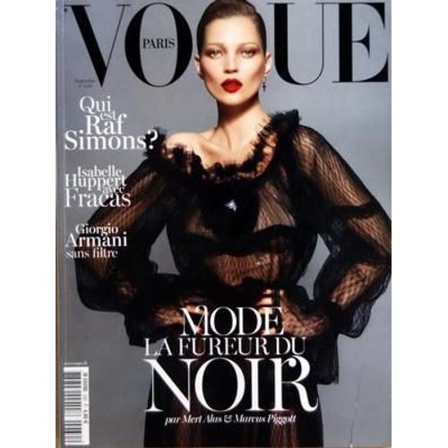Vogue Paris N 930 Du 01/09/2012 - Mode - La Fureur Du Noir Par Mert Alas Et Marcus Piggott - Qui Est Raf Simons - Isabelle Huppert Avec Fracas - Giorgio Armani Sans Filtre
