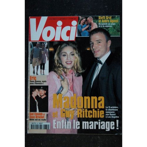 Voici 672 Cover Madonna + 2 Pages Gad Elmaleh Anne Brochet Steffi Graf Andre Agassi 2000