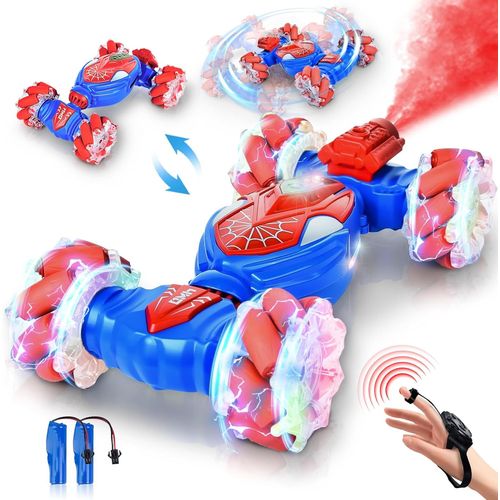 Voiture Telecommand Enfant,RC Stunt Car avec Fumes,Lumire et Musique,2.4 GHz 4WD 360 Offroad Vhicule Tlcommand Main,Tout Terrain RC Twist Car Cadeau Enfants 6 7 8 9 Ans