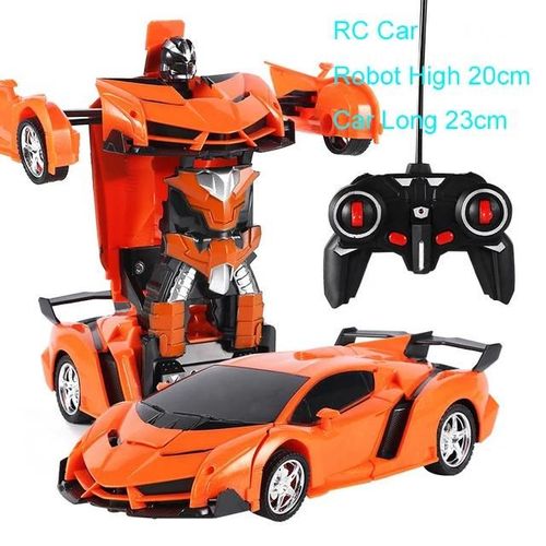 Voiture tlcommande - Jouet de voiture tlcommand pour garons, Robot de transformation, Vhicule de conduite sportive, Dformation  une touche, 1:18, 24cm, RC, 2 en 1, F04