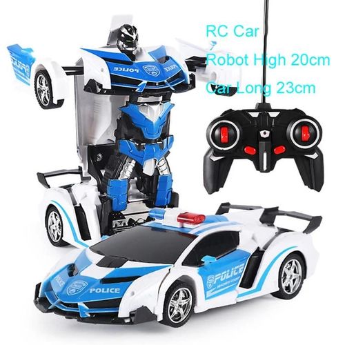Voiture tlcommande - Jouet de voiture tlcommand pour garons, Robot de transformation, Vhicule de conduite sportive, Dformation  une touche, 1:18, 24cm, RC, 2 en 1, F04