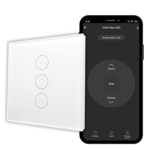 Vollo Max 3 Interrupteur Connect Pour Volets Roulants - Installation Facile, Contrle Vocal Avec Alexa, Google Home Et Siri Et  Distance, Programmation Horaire,[Mat790705]