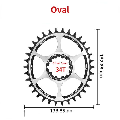 Vxm-Pignon De Plateau De Vlo Nar,Dcalage De Plateau,3mm,6mm,32t,34t,36t,S233,Gxp Xx1,Eagle X01,Gx Bronch1400,X0,X9,S1400,Vtt - Type Offset 6mm 34t Oval