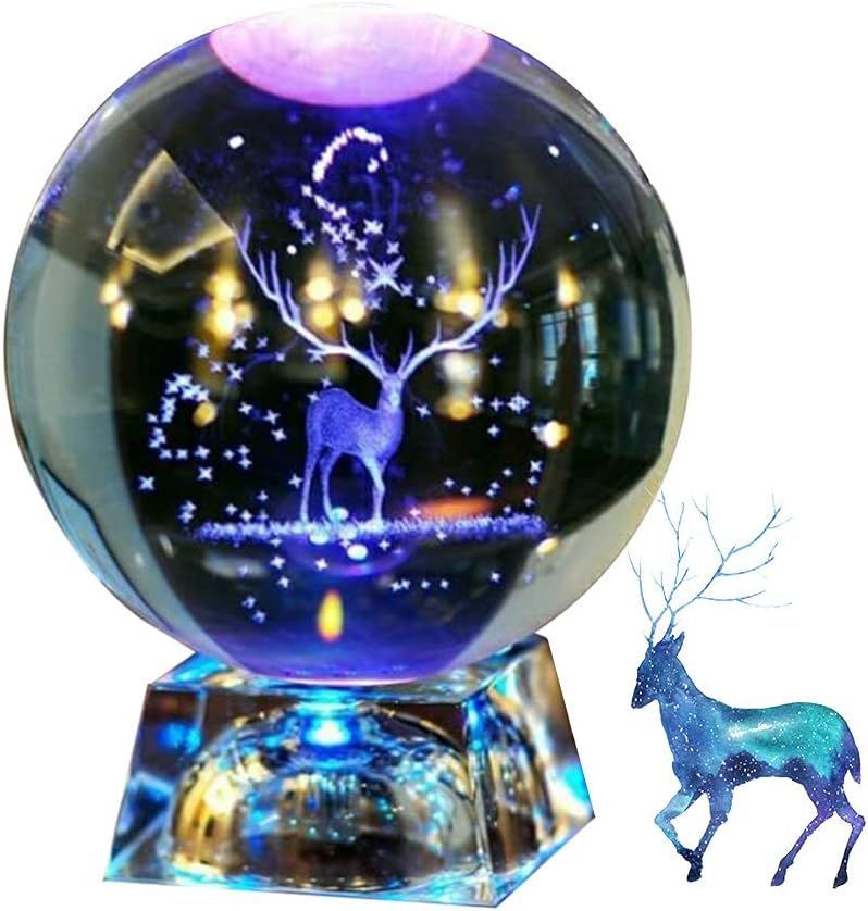 Veilleuse Boule De Cristal 3D, Lampe De Nuit Boule De Verre Avec