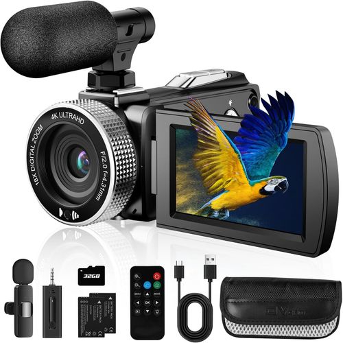 wagner-Camra Vido 4K 48Mp Photo/Enregistreur Vido 4K 60Fps,Camscope Numrique Pour Youtube Vlogging Avec Microphone Sans Fil/Carte Sd/2 Piles/Tlcommande