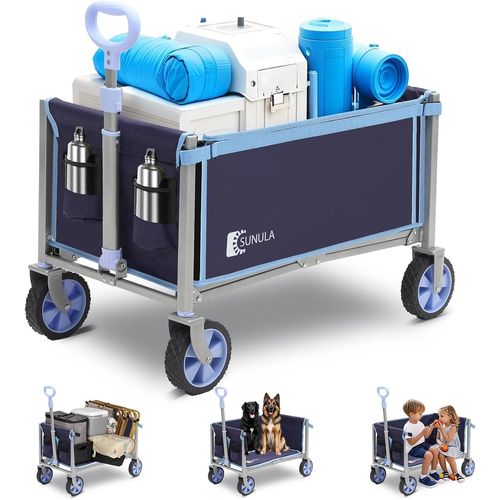 Wagner-Chariot Utilitaire 3 En 1 Pliable De 100 Kg  Chariot Pliable Avec Roues,2 Porte-Gobelets,Chariot Utilitaire Pour Courses,Camping,Shopping,Jardin,Plage,quitation Des Animaux De