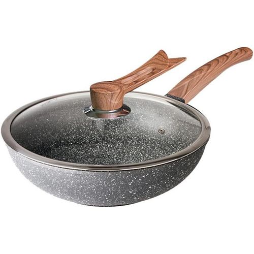 Wagner-Grand Wok Anti-Adhsif Avec Couvercle,32 Cm,Pole  Frire/Anti-claboussures Multifonction,Pole  Frire Pour La Maison,Cuisinire  Induction,Cuisinire  Gaz Universelle