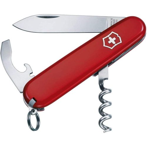 Waiter Couteau De Poche Suisse, Lger, Multitool, 9 Fonctions, Ouvre Boite, Tire Bouchon, Rouge