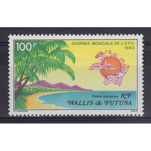 Wallis Et Futuna 1983 Poste Aerienne : Journe Mondiale De L'u.P.U. : Vue D'une Plage Et Emblme De L'u.P.U. - Timbre 100 F. Neuf **