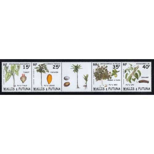 Wallis Et Futuna 2004 : Flore : Plantes Et Arbres : Tarot / Papayer / Arbre  Pain / Igname - Bande Neuve ** De 4 Timbres  115 F. Attenants Avec Vignette Centrale