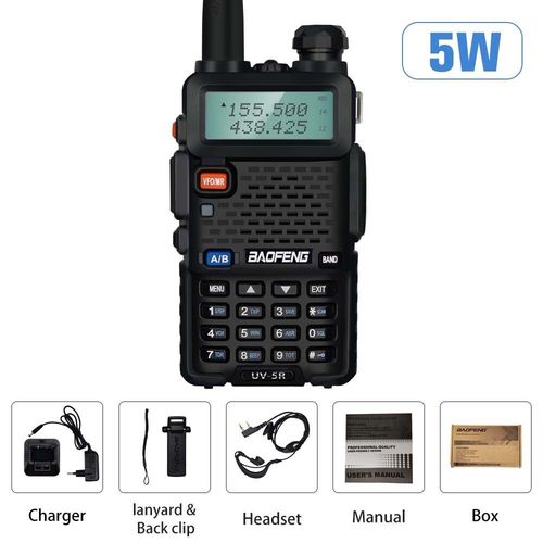 Walperfor Tokyo ie Baofeng UV-5R 5W True Haute Puissance Ham Radio Longue Porte 10km FM Portable UV5R touristes Bande Radio Bidirectionnelle Comunicador - Type UV5R-5W With Box-EURO