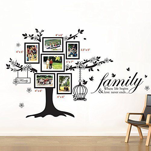 Walplus Pack Combo Sticker Mural Ws9021 Cadre De Photo Cage A Oiseaux Plus Ws3023 Citation De Famille Oiseaux Multicolore Rakuten