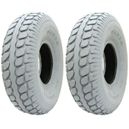 Wanda Tyre : 2 -Grey Mobility Scooter Tyres, 330 X 100, Block, Pneumatic Tire, 400-5 - Set Of