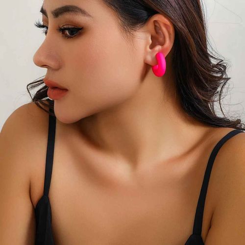Wanzbottles-Boucles D'oreilles  Clip En Forme De C Pour Femme,Cercle Rond Simple,Manchette D'oreille En Cartilage,Acrylique,Rouge,Bleu,Noir,Rose,Sans Piercing,1 Pice