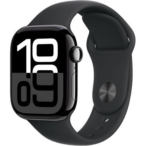 Watch Series 10(42 Mm Gps)Montre Connecte Avec Botier En Aluminium Noir De Jais Et Bracelet Sport Noir(M/L). Suivi De LActivit Physique,App Ecg,cran Retina Toujours Activ