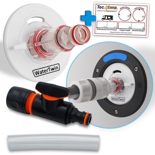 Watertwin Bouchon De Rservoir Avec Raccord D'eau - Raccord De Remplis Pour Bec De Remplis D'eau - Accessoires De Camping-Car Et Caravane (Version Pro + Filtre + Valve, A[Voi6175468]