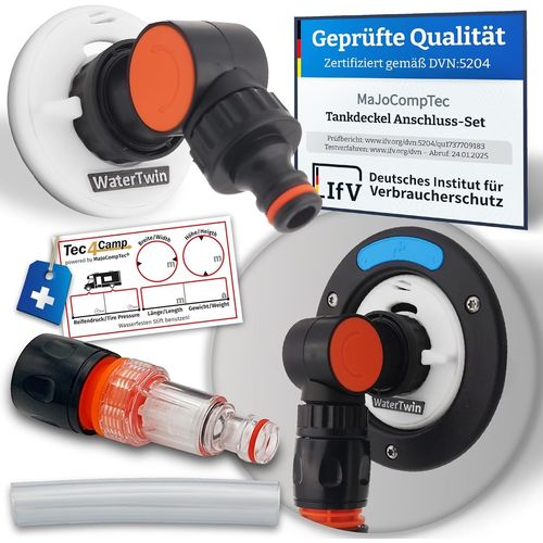 Waterwin Bouchon De Rservoir Avec Raccord D'eau, Adaptateur De Remplis Pour Bec De Remplis D'eau, Accessoires De Camping-Car, Caravane (Version Flex + Filtre Compact, Ad[Voi6173661]