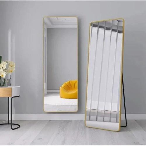 Wevalley 137 X 37 Cm Miroir Sur Pied, Miroir De Sol, Miroirs Muraux, Miroir Autoportant, Alliage D'aluminium Avec Cadre-Dor