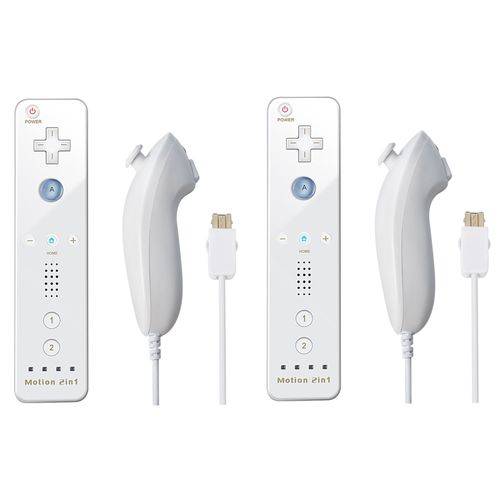 White 2set - Manette De Jeu  Distance Sans Fil Dahchuck, Manette De Jeu Pour Nintendo Wii Et Wii U, 2 En 1, Motion Plus En Option, Contrleur De Jeu Vido