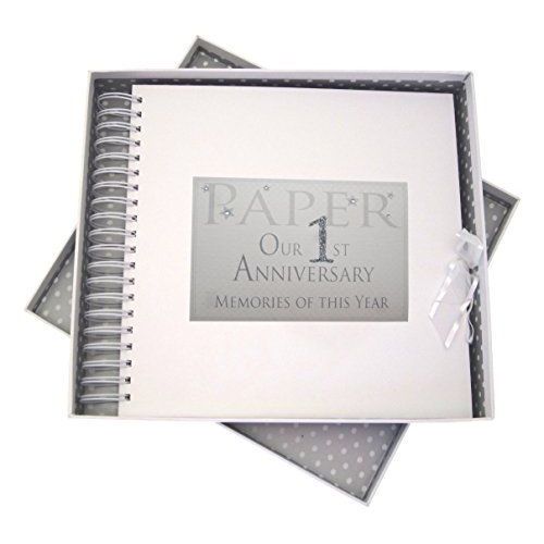 White Cotton Cards Aw1c ``1st Anniversaire Papier Souvenirs De Cette Anne Et Carte Mmoire Livre  Paillettes Et Mots
