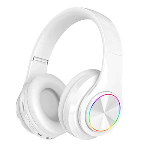 White couteurs sans fil Bluetooth pliables avec micro, casque de jeu, lumire de comparateur de couleur, iPhone, Xiaomi, tlphone Samsung, PC, sauna 