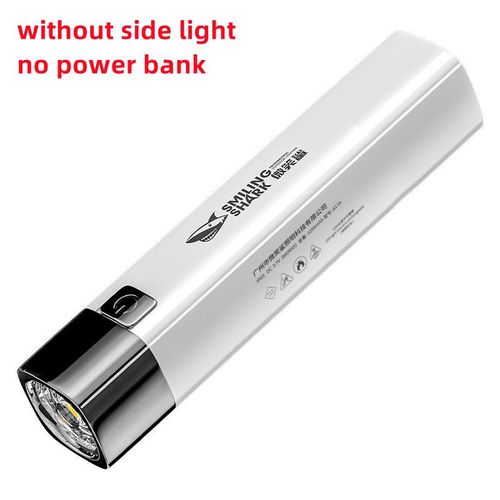 white-no power bank Sourire Requin Multi-Fonction Mini lampe de Poche Projecteur Puissance Banque Ct Lumire Portable Rechargeable Tente Lumineux Camping Lampe Torche 