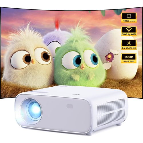 WiFi 2,4 G + 5 G, Bluetooth 5.2, Full HD 1080p, prend en charge une taille de projection allant jusqu' 200 pouces, compatible avec plusieurs appareils (Android/iOS/ordinateur portable/TV